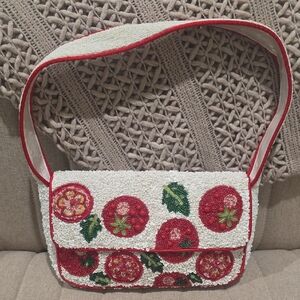 VIRAL Beaded tomato Shoulder Bag with  Accents